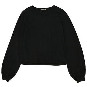 NEW T2LOVE puff sleeve crew long sleeve tee short length in black
